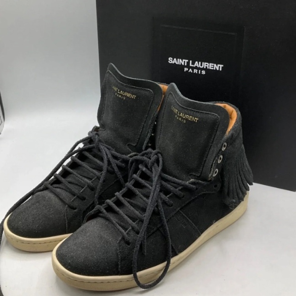 ✅SOLD✅ Saint Laurent Black Suede High-Top and Sneakers with Fringe